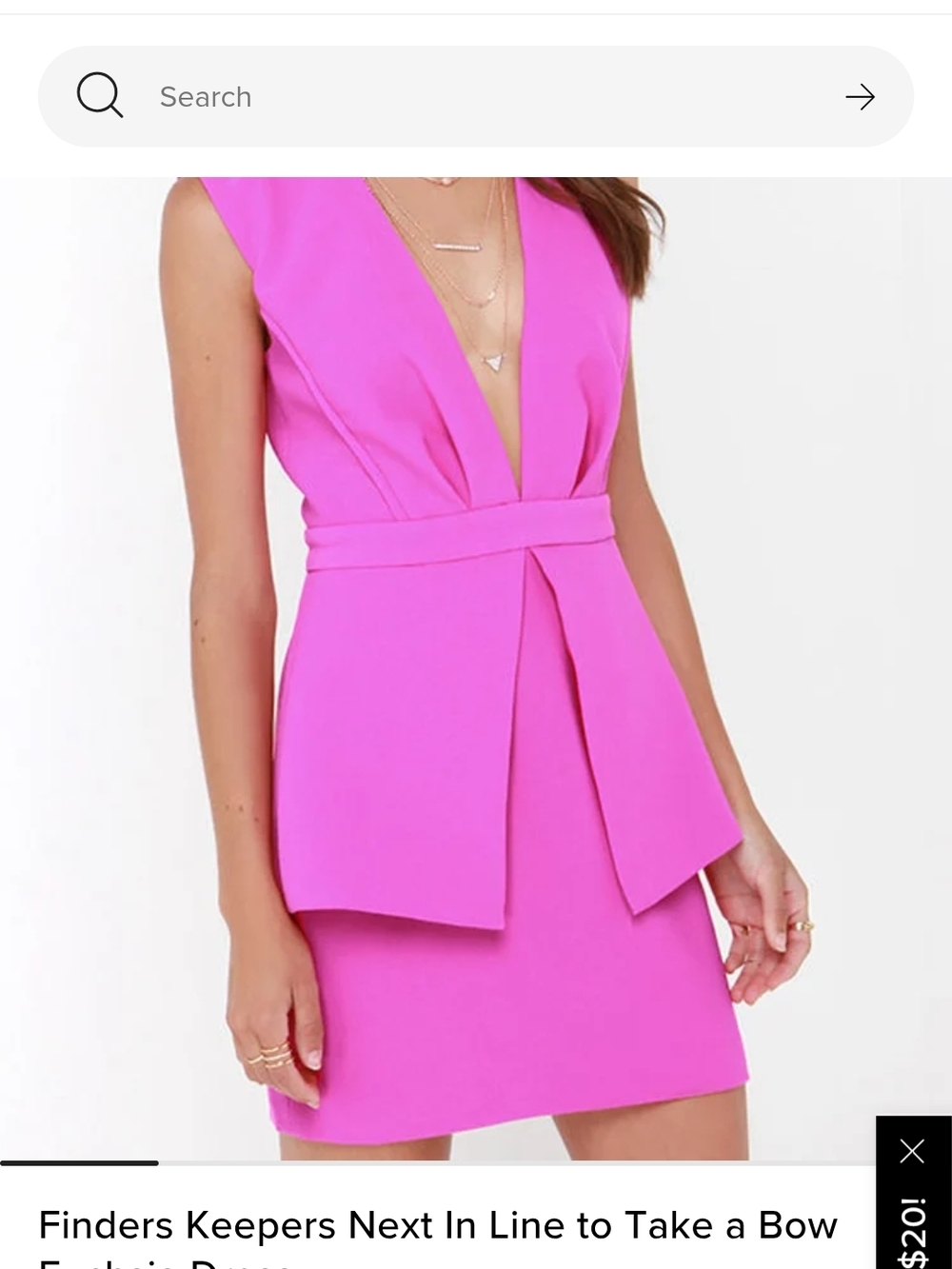 Finders Keepers Bright Hot Pink Plunge Mini Dress